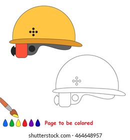 Yellow Helmet to be colored. Coloring book to educate kids. Learn colors. Visual educational game. Easy kid gaming and primary education. Simple level of difficulty. Coloring pages.