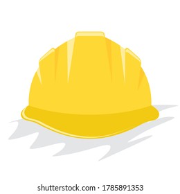 Yellow helmet or construction hardhat. Flat and solid color vector illustration.
