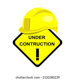 Yellow helmet construction. Vector illustration of flat design. With white background.
