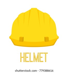 Yellow helmet, hardhat for construction, work tool. Made in cartoon flat style. Vector illustration