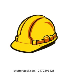 yellow helmet safety work sticker tshirt vector illustration template design