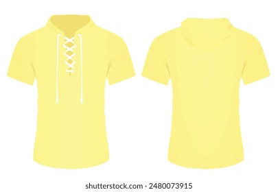 Yellow henry short sleeve hoodie . vector illustration