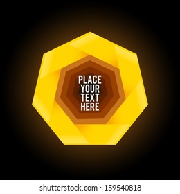 Yellow heptagon shape on dark background 