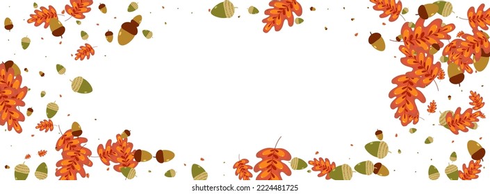 Gelber Kräuterhintergrund, weißer Vektorgrafik. Leaf Banner Illustration. Roter Eiche. Art Frame. Orangenpflanze Silhouette.