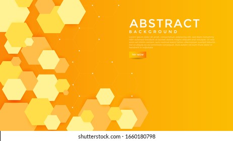 Yellow  hexagon abstract background  with white dot on background. vector. eps10