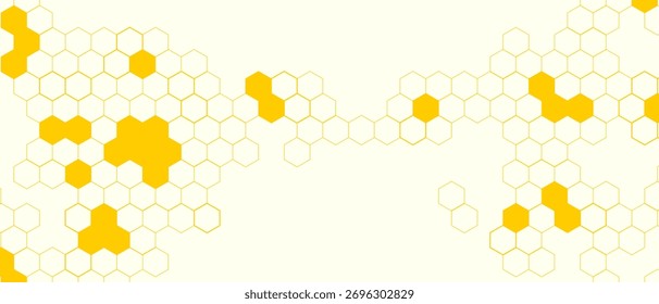 Fundo de hexágono amarelo. Projeto padrão Honeycomb abstrato para web, papel de parede, aplicativo ou impressão. Padrão hexágono, ciência médica abstrata alveolado molécula química negócio transformador