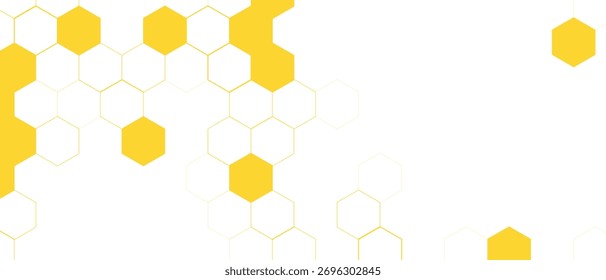 Fundo de hexágono amarelo. Projeto padrão Honeycomb abstrato para web, papel de parede, aplicativo ou impressão. Padrão hexágono, ciência médica abstrata alveolado molécula química negócio transformador