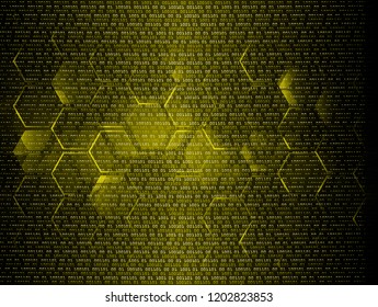 yellow hexagon cyber circuit future technology concept background
