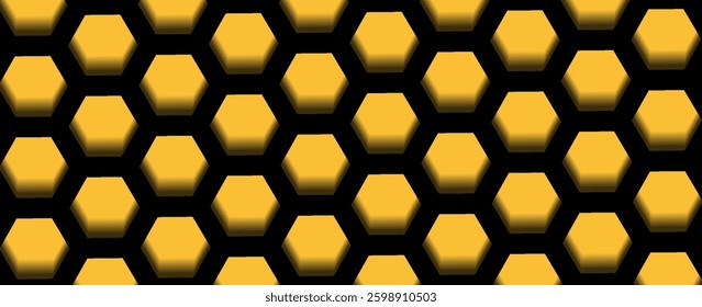 Yellow hexagon geometric background, minimal honeycomb pattern wallpaper, 3d illustration vector