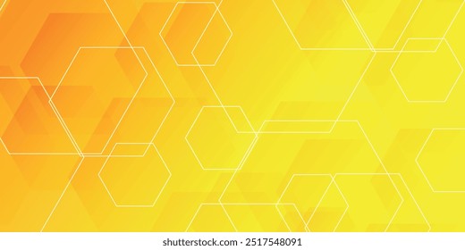 El fondo amarillo del patrón del hexágono se parece a la Ilustración vectorial gráfica del efecto de la iluminación del panal, eps10.