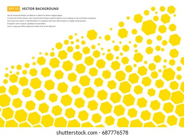 Yellow hexagon pattern concept design abstract technology background with copy space, vector Illustration