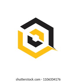 yellow hexagonal geometric design logo