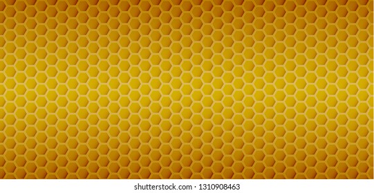 Yellow hexagonal realistic honeycomb seamless texture.