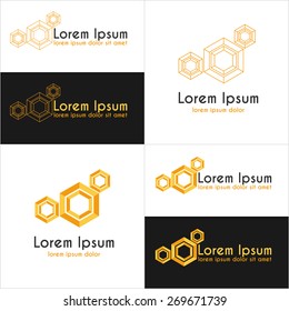 Yellow hexagons logo templates