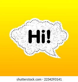 Yellow Hi speech bubble icon symbol. Web design. Sticker design.