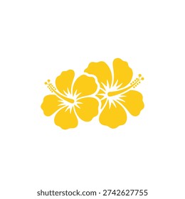 Yellow Hibiscus Flower Pair Overlapping Flat 2D Vector Floral Illustration