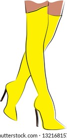 
Yellow high boots. Isolated Vector Illustration