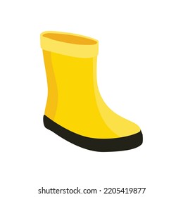 Yellow high clean rubber boots isolated on white background. Gardening, autumn. Flat style. Vector illustration