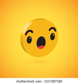 Yellow high detailed 3D disc emoticon, vector illustration