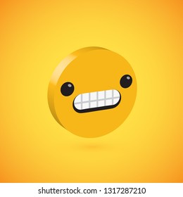 Yellow high detailed 3D disc emoticon, vector illustration