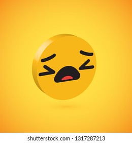 Yellow high detailed 3D disc emoticon, vector illustration