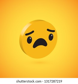 Yellow high detailed 3D disc emoticon, vector illustration