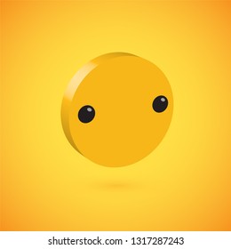 Yellow high detailed 3D disc emoticon, vector illustration
