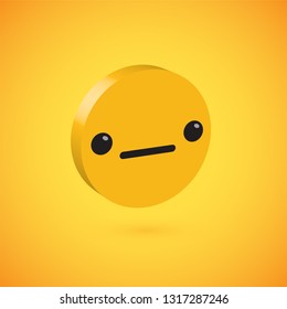 Yellow high detailed 3D disc emoticon, vector illustration
