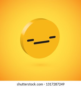 Yellow high detailed 3D disc emoticon, vector illustration