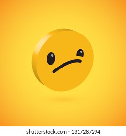 Yellow high detailed 3D disc emoticon, vector illustration