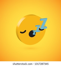 Yellow high detailed 3D disc emoticon, vector illustration