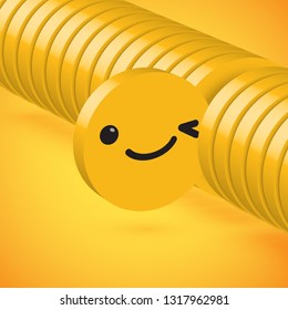 Yellow high detailed 3D disc emoticon selected, vector illustration