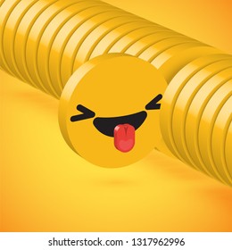 Yellow high detailed 3D disc emoticon selected, vector illustration