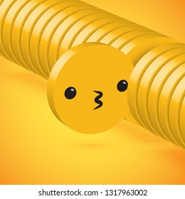 Yellow high detailed 3D disc emoticon selected, vector illustration