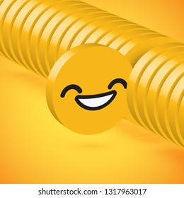 Yellow high detailed 3D disc emoticon selected, vector illustration