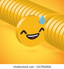 Yellow high detailed 3D disc emoticon selected, vector illustration
