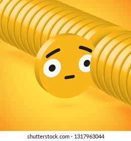 Yellow high detailed 3D disc emoticon selected, vector illustration