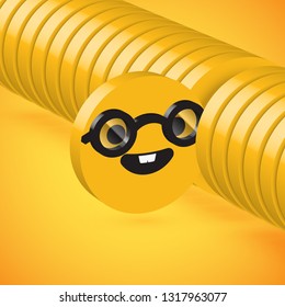 Yellow high detailed 3D disc emoticon selected, vector illustration