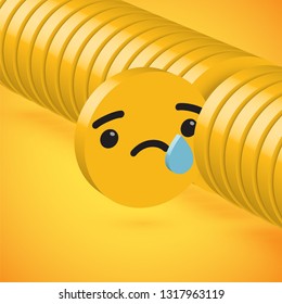 Yellow high detailed 3D disc emoticon selected, vector illustration
