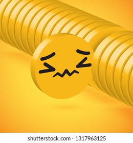 Yellow high detailed 3D disc emoticon selected, vector illustration