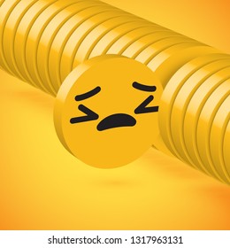 Yellow high detailed 3D disc emoticon selected, vector illustration