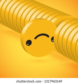 Yellow high detailed 3D disc emoticon selected, vector illustration