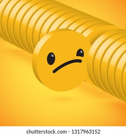 Yellow high detailed 3D disc emoticon selected, vector illustration