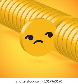 Yellow high detailed 3D disc emoticon selected, vector illustration