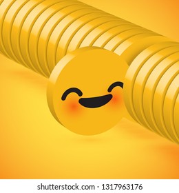 Yellow high detailed 3D disc emoticon selected, vector illustration