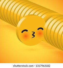 Yellow high detailed 3D disc emoticon selected, vector illustration