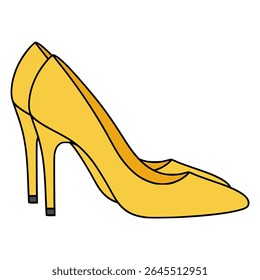 yellow high heel woman shoe fashion lifestyle flat color vector illustration template design