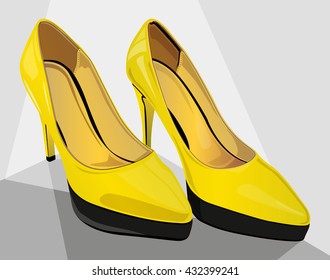 yellow high heels