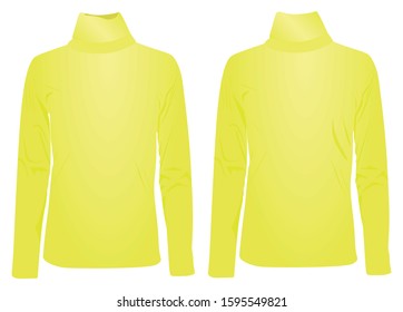 Yellow high neck long sleeve t shirt. vector illustration