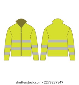Yellow high visibility outdoor jacket isolated vector on the white background svg
